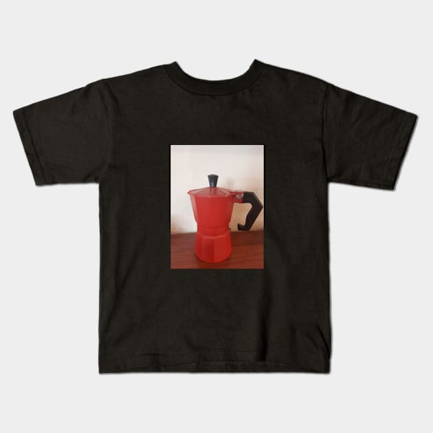 Red Moka Pot Kids T-Shirt by Stephfuccio.com